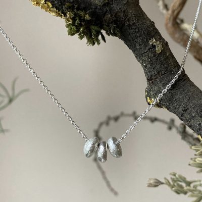 Three Pebbles Silver Necklace